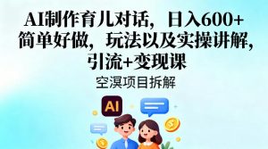 AI制作育儿对话,日入6张+,简单好做,玩法以及实操讲解,引流+变现课-虚拟资源库