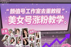 颜值号工作室去重教程,美女号涨粉教学-虚拟资源库