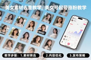 美女素材去重教学，美女号起号涨粉教学-虚拟资源库