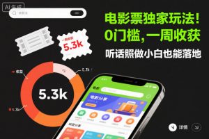 电影票独家玩法!0门槛,一周收获5.3k,听话照做小白也能落地【揭秘】-虚拟资源库