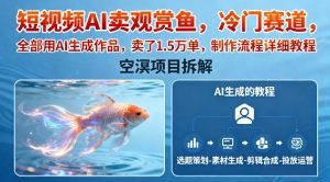 短视频AI卖观赏鱼,冷门赛道,全部用AI生成作品,卖了1.5W单,制作流程详细教程-虚拟资源库