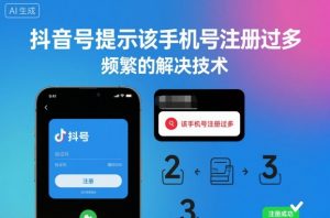 抖音号提示该手机号注册过多，频繁的解决技术-虚拟资源库