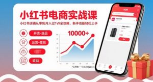 小红书电商实战课，小红书店铺从零到月入过1W全攻略，新手也能轻松上手-淘宝虚拟货源网