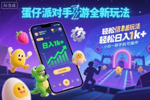 蛋仔派对手游全新玩法,轻松日入1k+,风口信息差玩法,当天见收益,小白一部手机可操作-淘宝虚拟货源网