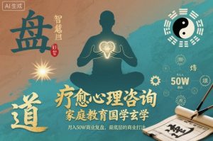 疗愈心理咨询，家庭教育国学玄学，月入50个商业复盘，最底层的商业打法-虚拟资源库