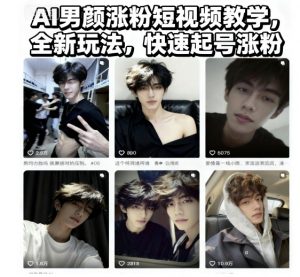 AI男颜涨粉短视频教学，全新玩法，快速起号涨粉-虚拟资源库
