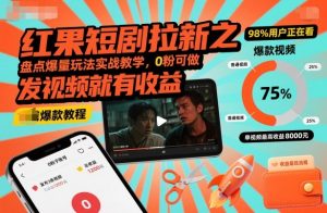 红果短剧拉新之盘点爆量玩法实战教学,0粉可做,发视频就有收益-虚拟资源库
