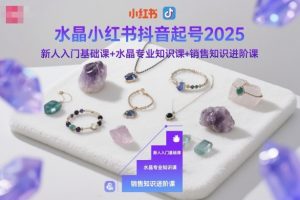水晶小红书抖音起号2025,新人入门基础课+水晶专业知识课+销售知识进阶课-虚拟资源库