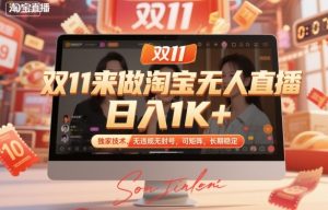 双11来做淘宝无人直播,日入1K+,独家技术,无违规无封号,可矩阵,长期稳定【揭秘】-虚拟资源库