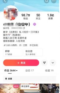 快手百万粉丝博主快手一刀不剪无脑搬运技术，几分钟就能搞定一条作品，条条过同框-虚拟资源库
