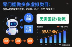 零门槛做多多虚拟类目:机器人帮助发货回客服,轻运营,月入1-5W实操路径【揭秘】-淘宝虚拟货源网