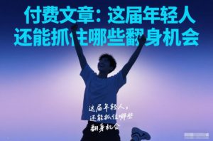 付费文章:这届年轻人,还能抓住哪些翻身机会-虚拟资源库