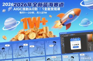 2026年全新蓝海赛道AIGC漫剧从0到1全能变现课,每天1—2小时,月入过1W-淘宝虚拟货源网