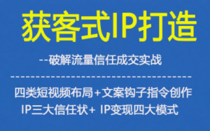 获客型IP打造,破解流量信任成,四类短视频布局+文案钩子指令创作IP三大信任状+IP变现四大模式-虚拟资源库