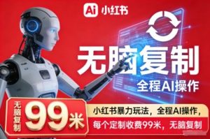 小红书暴力玩法，全程AI操作，每个定制收费99米，无脑复制-淘宝虚拟货源网