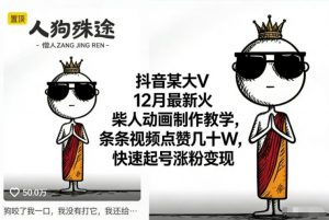 抖音某大V12月最新火柴人动画制作教学,条条视频点赞几十W,快速起号涨粉变现-淘宝虚拟货源网