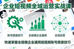 企业短视频全域运营实战课,快速掌握全规模企业通用短视频账号搭建技巧-淘宝虚拟货源网