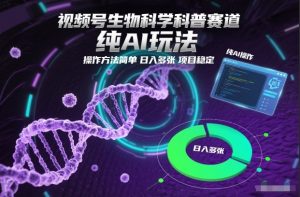 视频号生物科学科普赛道，纯AI玩法，操作方法简单，日入多张，项目稳定-虚拟资源库