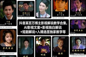 抖音某百万博主影视解说教学合集,AI影视文案+影视独白解说+短剧解说+入精选签独家教学等-淘宝虚拟货源网