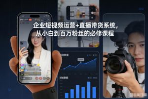 企业短视频运营+直播带货系统，从小白到百万粉丝的必修课程-淘宝虚拟货源网