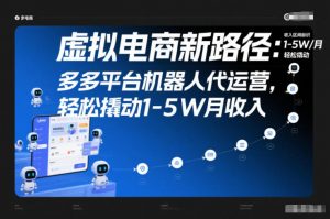 虚拟电商新路径:多多平台机器人代运营,轻松撬动1-5W月收入【揭秘】-淘宝虚拟货源网