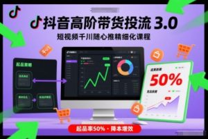 抖音高阶带货投流3.0,短视频千川随心推精细化课程,起品率50%-虚拟资源库