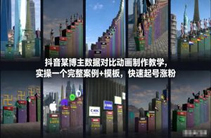 抖音某博主数据对比动画制作教学，实操完整案例+模板，快速起号涨粉-淘宝虚拟货源网
