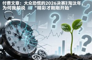 付费文章:大众恐慌的2026决赛淘汰年,为何我却说“精彩才刚刚开始”?-淘宝虚拟货源网