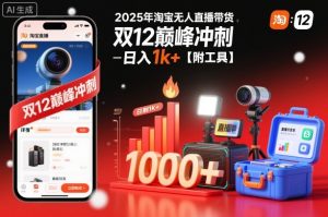 2025年淘宝无人直播带货,冲刺双12,日入1k+【附工具】【揭秘】-淘宝虚拟货源网