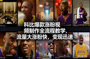 科比爆款涨粉视频制作全流程教学,流量大涨粉快,变现迅速-淘宝虚拟货源网