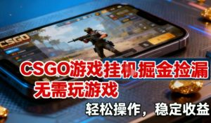 CSGO游戏挂G掘金捡漏,不需要玩游戏,操作简单,收益稳定【揭秘】-淘宝虚拟货源网