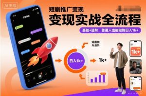 短剧推广变现实战全流程,基础+进阶,普通人也能做到日入1k+-淘宝虚拟货源网