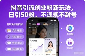 抖音引流创业粉新玩法,日引50粉,不违规不封号-淘宝虚拟货源网