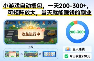 小游戏自动撸包,一天200-300+,可矩阵放大,当天就能賺钱的副业【揭秘】-淘宝虚拟货源网