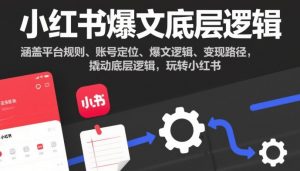 小红书爆文底层逻辑,涵盖平台规则、账号定位、爆文逻辑、变现路径,撬动底层逻辑,玩转小红书-淘宝虚拟货源网