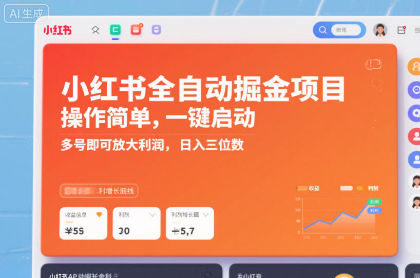 小红书全自动掘金项目,操作简单,一键启动,多号即可放大利润,日入三位数【揭秘】-第一资源库