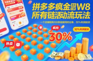 拼多多疯狂活动流玩法,所有链接全部打标,一个店铺矩阵100条链接同时出单,30%利润起店-淘宝虚拟货源网