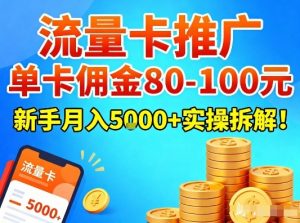 流量卡推广,单卡佣金80-100,新手月入5k+实操拆解!-淘宝虚拟货源网