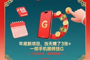 年底新项目,当天賺了3张+,一部手机搬砖挂G,5分钟上手,保姆级教程【揭秘】-淘宝虚拟货源网