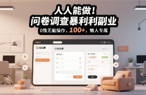 人人能做!问卷调查暴利副业,0撸无脑操作,每天轻松日入100+,懒人专属【揭秘】-虚拟资源库