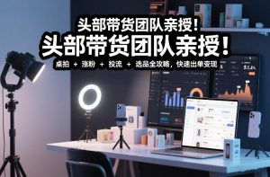 头部带货团队亲授!专业短视频实拍带货课:桌拍+涨粉+投流+选品全攻略,快速出单变现,月入2w+-淘宝虚拟货源网