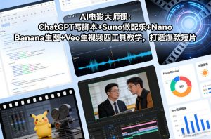 AI电影大师课:ChatGPT写脚本+Suno做配乐+Nano Banana生图+Veo生视频,打造爆款短片-虚拟资源库