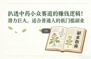 扒透中药小众赛道的賺米逻辑,潜力巨大,适合普通人的低门槛副业-淘宝虚拟货源网
