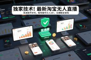 独家技术!最新淘宝无人直播:无违规不封号,矩阵操作日入1K+,长期稳定变现【揭秘】-淘宝虚拟货源网