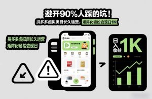 避开90%人踩的坑,拼多多虚拟类目长久运营,矩阵化轻松变现日1K【揭秘】-虚拟资源库
