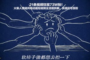 21条视频狂揽73W粉!火柴人情绪共鸣动画短视频全流程拆解,快速起号涨粉-虚拟资源库