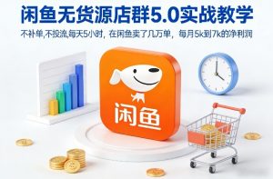 闲鱼无货源店群5.0实战教学,不补单,不投流,每天5小时,在闲鱼卖了几万单,每月5k到7k的净利润-淘宝虚拟货源网