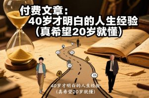 付费文章:40岁才明白的人生经验(真希望20岁就懂)-淘宝虚拟货源网