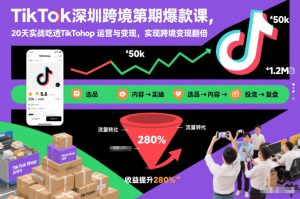 TikTok深圳跨境第2期爆款课,20天实战吃透TikTok Shop运营与变现,实现跨境变现翻倍-淘宝虚拟货源网