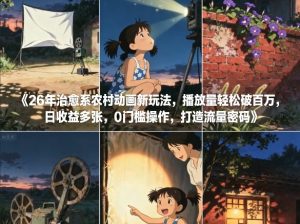26年治愈系农村动画新玩法，播放量轻松破百万，日收益多张，0门槛操作，打造流量密码-淘宝虚拟货源网